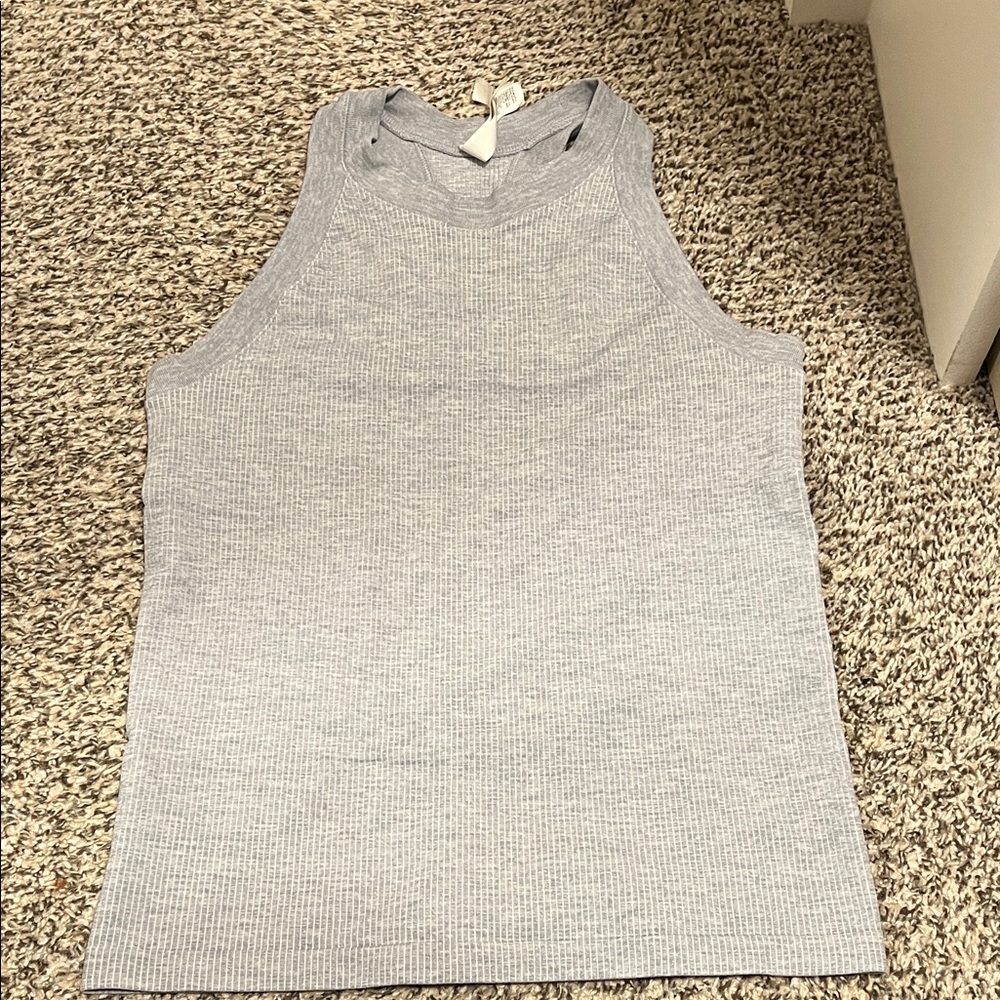 Athleta Light Gray Ribbed high neck tank
